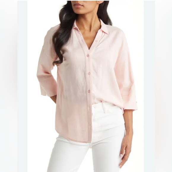 VICI Light Blush Button-Down Blouse – Relaxed Fit. Size L. - Picture 1 of 11